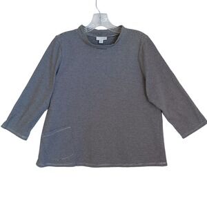 Pure Jill J. Jill Womens Black White Striped Mock‎ Neck 3/4 Sleeve Top Medium P